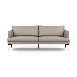 Heal's Matera 3 Seater Sofa Leather Grain Light Grey 060 Black Feet