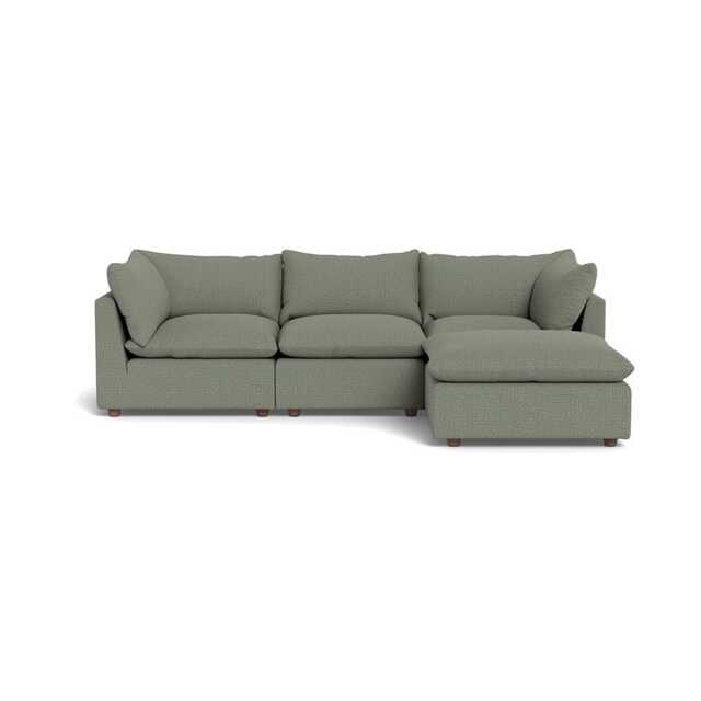 Heal's Astrid Right Hand Facing Corner Sofa Boucle Tweed Lapis Walnut Stained Beech Feet