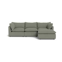 Heal's Astrid Right Hand Facing Corner Sofa Boucle Tweed Lapis Walnut Stained Beech Feet