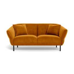 Heal's Alto 2 Seater Sofa Smart Luxe Velvet Cognac Black Feet