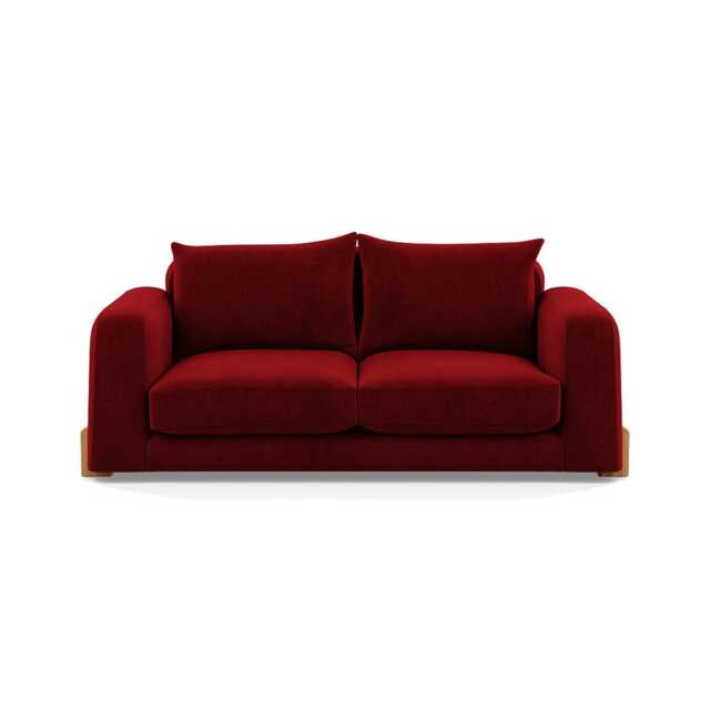 Heal's Nuvola 3 Seater Sofa Smart Luxe Velvet Mulberry Natural Oak Feet