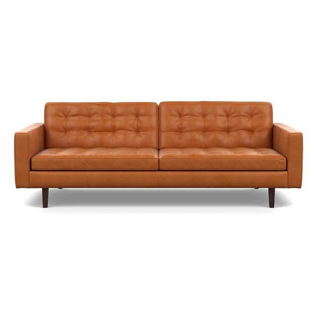 Heal's Hepburn 4 Seater Daino Leather Treacle 002 Wenge Black Feet