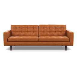 Heal's Hepburn 4 Seater Daino Leather Treacle 002 Wenge Black Feet