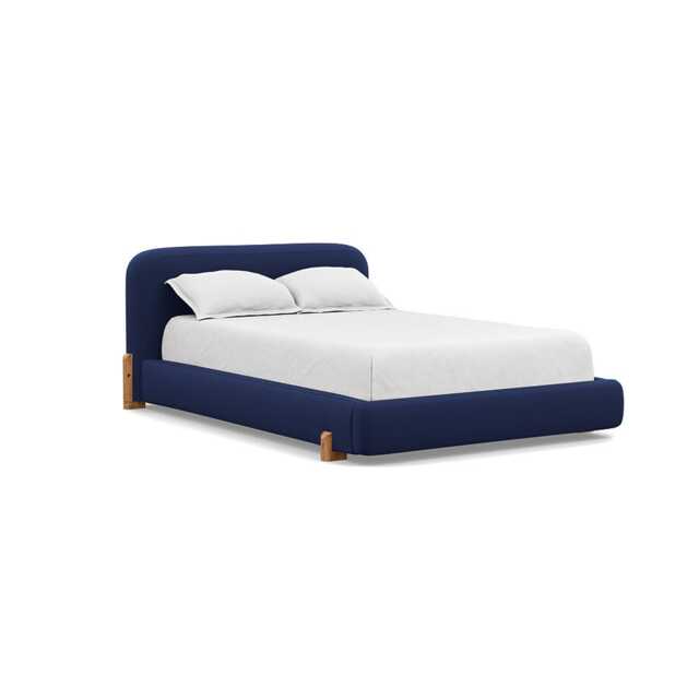 Heal's Nuvola Double Bed Melton Wool New Navy Natural Oak Feet