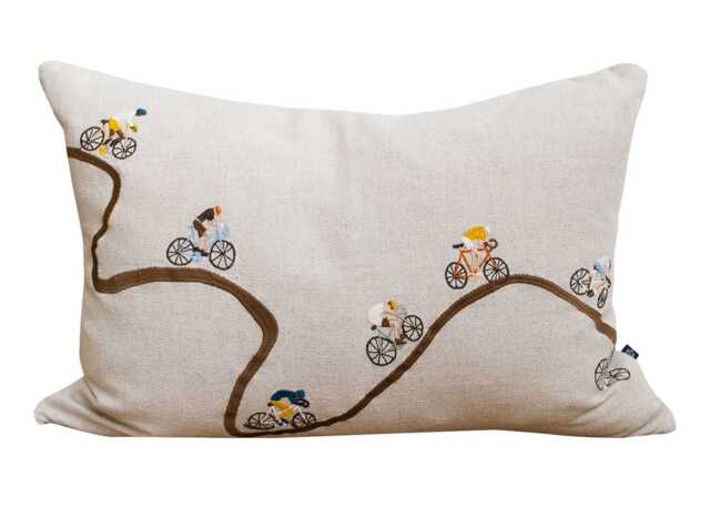 Fine Little Day Bikers Embroidered Cushion 38 x 58cm