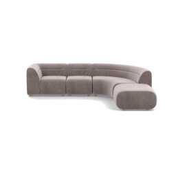 Heal's Lilli Right Hand Facing Curved Corner Sofa Smart Luxe Velvet Mushroom Natural Beech Feet