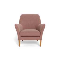 Heal's Wallis Armchair Smart Luxe Velvet Dusky Pink Stained Oak Feet - thumbnail 1