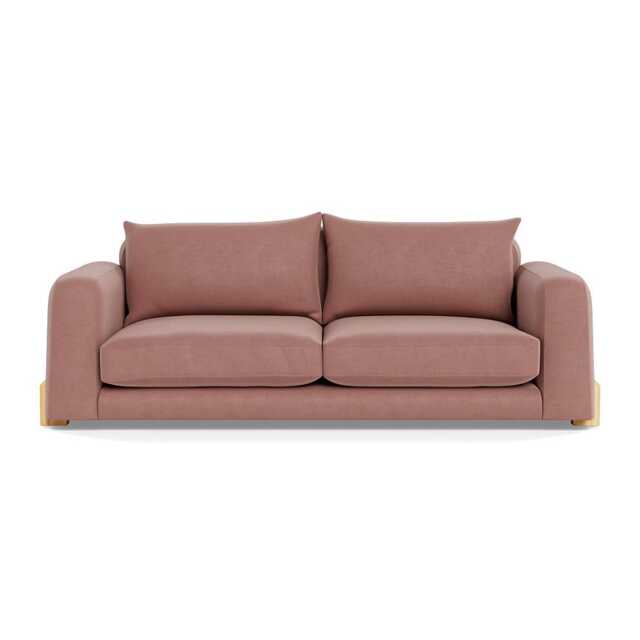 Heal's Nuvola 4 Seater Sofa Smart Luxe Velvet Dusky Pink Natural Oak Feet - image 1