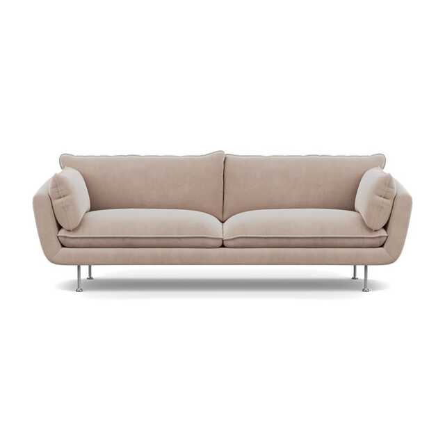 Heal's Allora 4 Seater Sofa Smart Velvet Pebble Stainless Steel Feet
