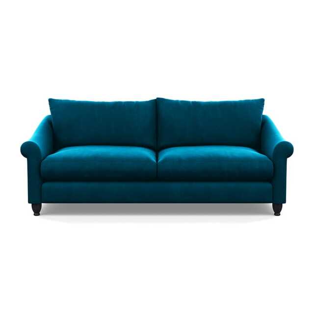 Heal's Devon 4 Seater Velvet Teal Black Stain Beech Feet