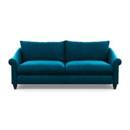 Heal's Devon 4 Seater Velvet Teal Black Stain Beech Feet