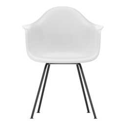 Vitra Eames DAX Armchair RE in Cotton White 30 Basic Dark Powder Coated Base 05 Glides