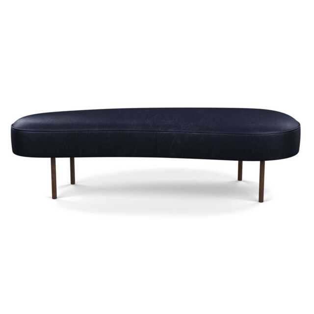 Heal's Isola Large Ottoman Leather Stonewash 263 Bronze Feet