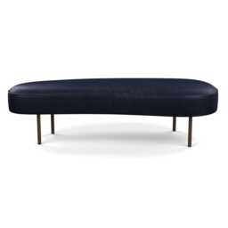 Heal's Isola Large Ottoman Leather Stonewash 263 Bronze Feet