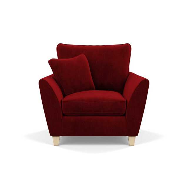 Heal's Torino Armchair Smart Luxe Velvet Mulberry Natural Feet