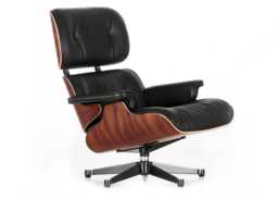 Vitra Eames Lounge Chair Santos Palisander Contemporary Dimensions Nero Polished Black