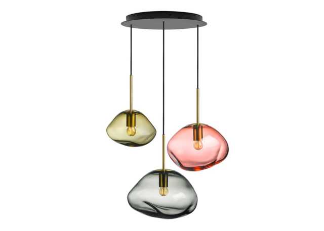 Hadeland Glassverk Crystal Stone Sunstone Chandelier Light