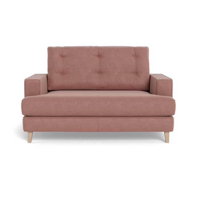 Heal's Mistral Loveseat Smart Luxe Velvet Dusky Pink Natural Beech Feet - image 1