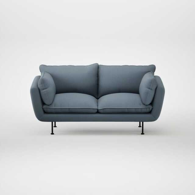 Heal's Allora 2 Seater Sofa Smart Cotton Linen Celestial Black Feet