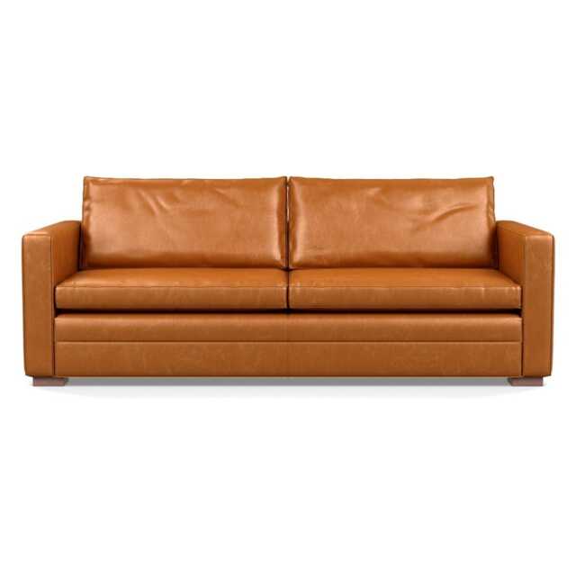 Heal's Palermo 4 Seater Sofa Stonewash Leather Toffee 277 Walnut Feet