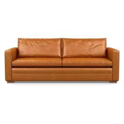 Heal's Palermo 4 Seater Sofa Stonewash Leather Toffee 277 Walnut Feet
