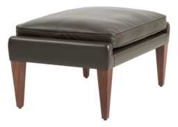 Gubi V11 Ottoman in Smooth Leather Coffee and American Walnut