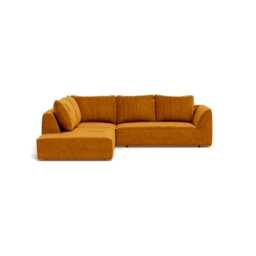 Heal's Morven Left Hand Facing Large Corner Sofa Smart Luxe Velvet Cognac