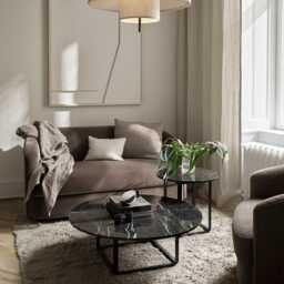 New Works Florence Coffee Table 90cm Gris Du Marais Black Frame - thumbnail 2