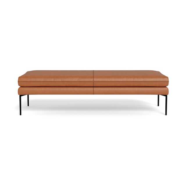 Heal's Matera Bench (160cm) Linea Leather Brown 680 Black Feet