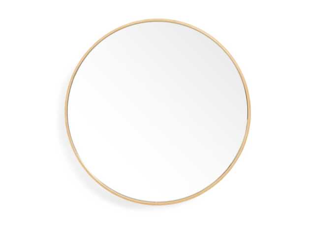 Wireworks Glance Round Wooden Mirror Natural Oak 45cm