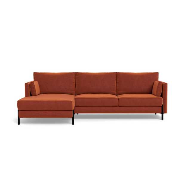 Heal's Tortona LHF 4 Str Corner Chaise Cotton Velvet Russet, Black Feet - image 1