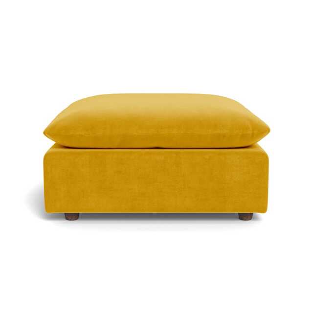 Heal's Astrid Ottoman Smart Luxe Velvet Canary Walnut Stained Beech Feet