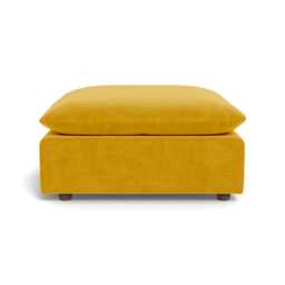 Heal's Astrid Ottoman Smart Luxe Velvet Canary Walnut Stained Beech Feet