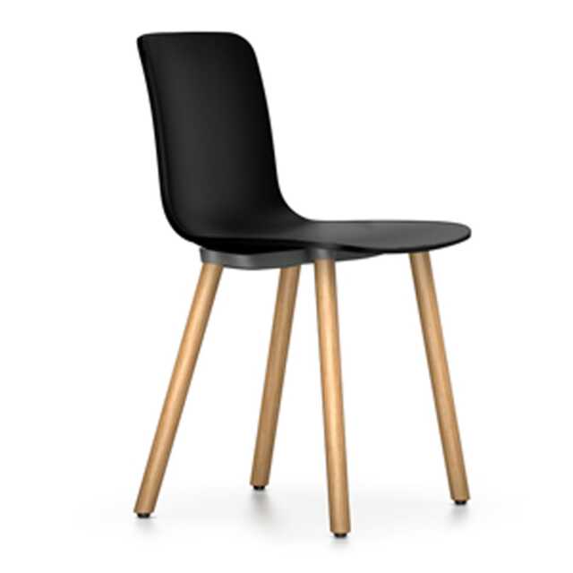 Vitra HAL RE Wood Chair 12 Deep Black Natural Oak Legs