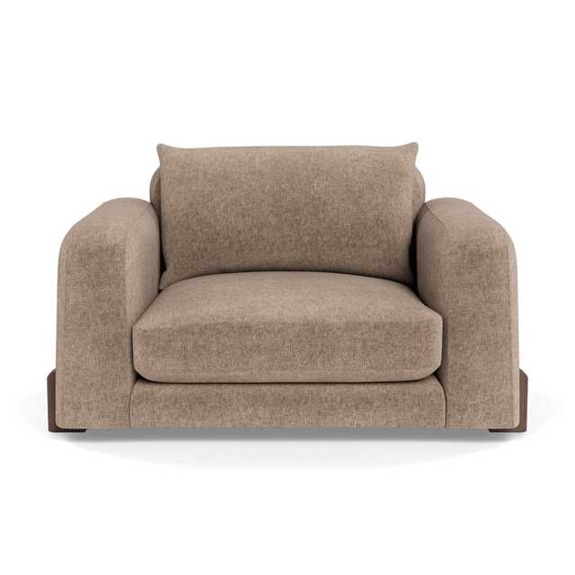 Heal's Nuvola Loveseat Boucle Velvet Rocky Walnut Stained Oak Feet - image 1