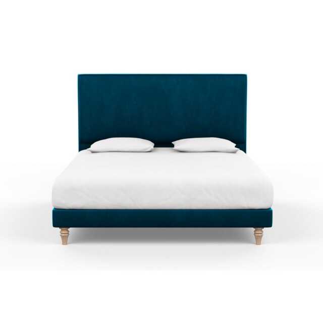 Heal's Shallow Divan Super King Velvet Teal Light Turned Solid Wood Feet - image 1