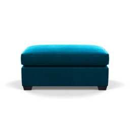 Heal's Torino Footstool Velvet Teal Black Feet