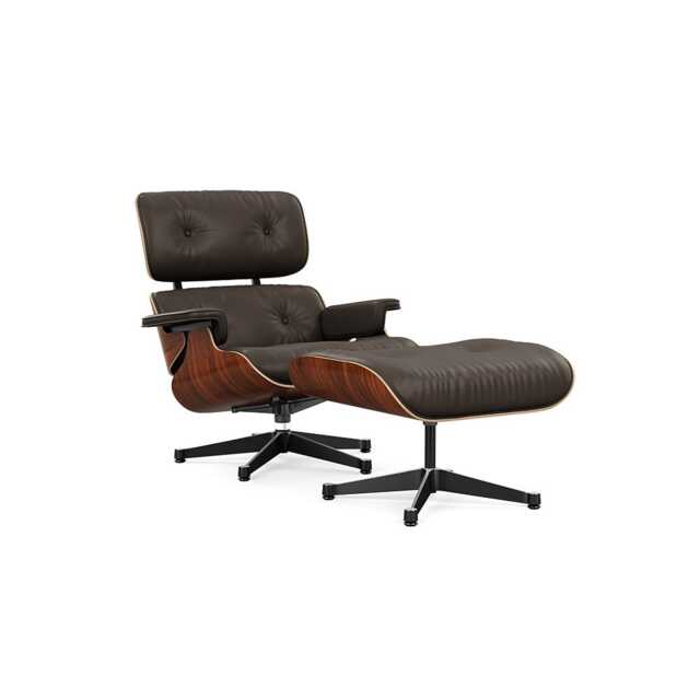 Vitra Eames Lounge Chair & Ottoman Santos Palisander Clas. L50 77 Brown Polished Black Base 04