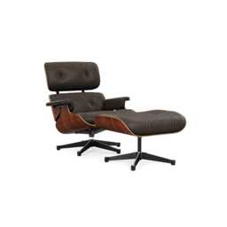 Vitra Eames Lounge Chair & Ottoman Classic Dims Santos Palisander Polished with Black L.Premium Brown