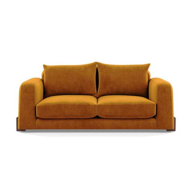 Heal's Nuvola 2 Seater Sofa Smart Luxe Velvet Cognac Walnut Stained Feet