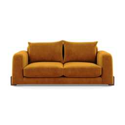 Heal's Nuvola 2 Seater Sofa Smart Luxe Velvet Cognac Walnut Stained Feet