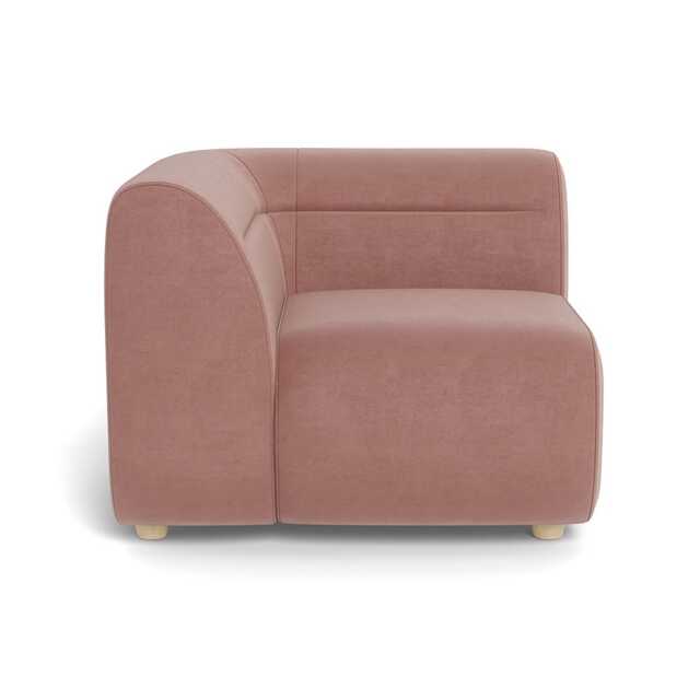 Heal's Lilli Corner Unit Left Module Smart Luxe Velvet Dusky Pink Natural Beech Feet