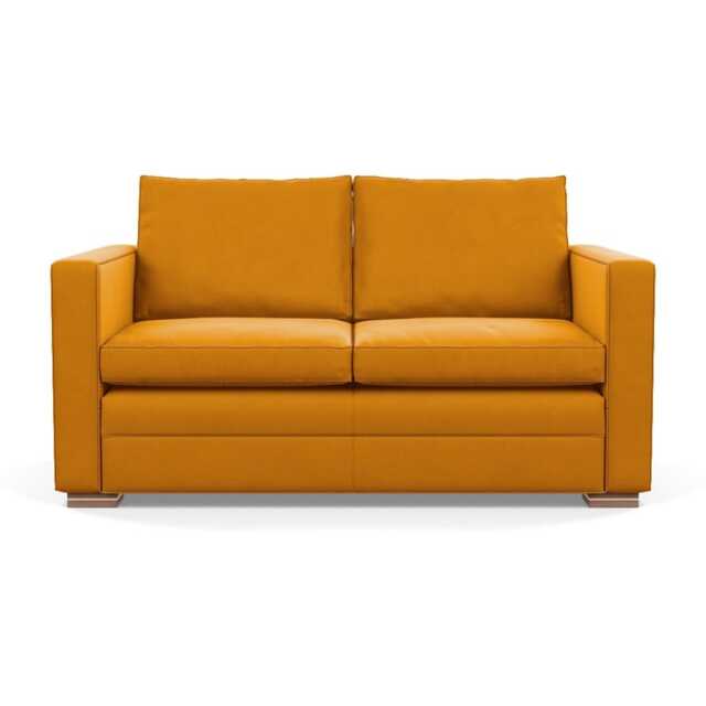 Heal's Palermo 2 Seater Sofa Nobilis Velvet Mustard Brass and Walnut Feet