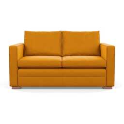 Heal's Palermo 2 Seater Sofa Nobilis Velvet Mustard Brass and Walnut Feet