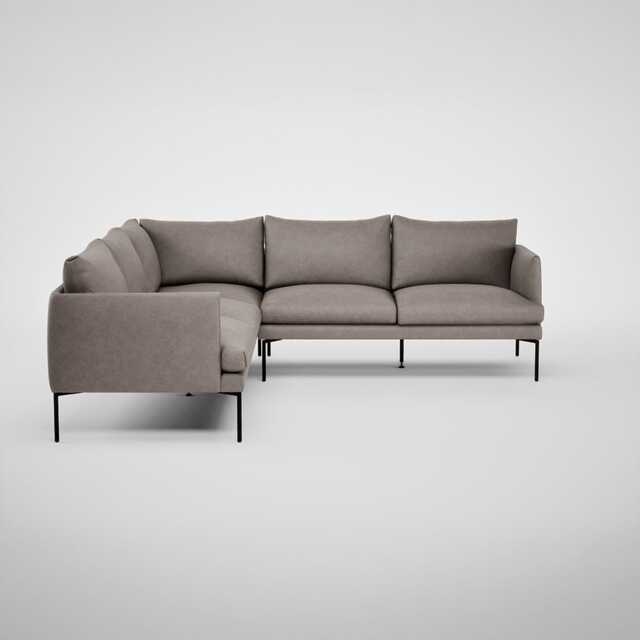 Heal's Matera Large Corner Sofa Leather Grain Light Grey 060