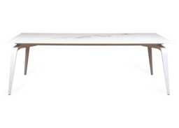 Ligne Roset Odessa Rectangular Dining Table White Marble Effect White Legs 240 x 98cm