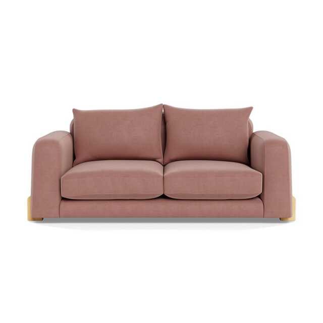 Heal's Nuvola 2 Seater Sofa Smart Luxe Velvet Dusky Pink Natural Oak Feet - image 1