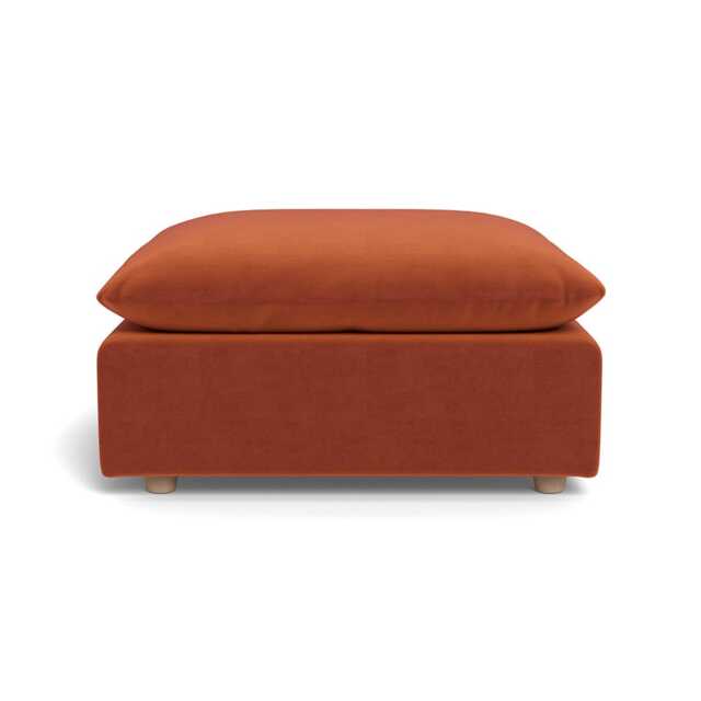 Heal's Astrid FEATHER Ottoman Cotton Velvet Russet Natural Feet