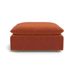 Heal's Astrid FEATHER Ottoman Cotton Velvet Russet Natural Feet