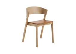 Muuto Cover Side Chair Oak with Cognac Leather Seat